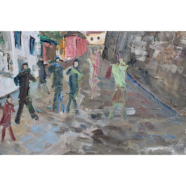 Roland Dubuc, Strollers in Montmartre, 1960s, Oil Painting on Canvas, Framed For Sale - Image 12 of 16