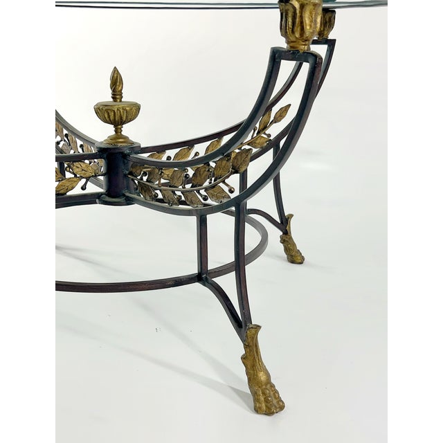 1970s Vintage Italian Regency-Style Round Metal & Glass Coffee Table For Sale - Image 5 of 9