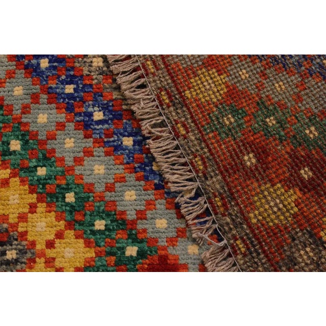 1990s Abstract Balouchi Orange/Blue Wool Rug - 5'1" X 6'7" For Sale In New York - Image 6 of 8