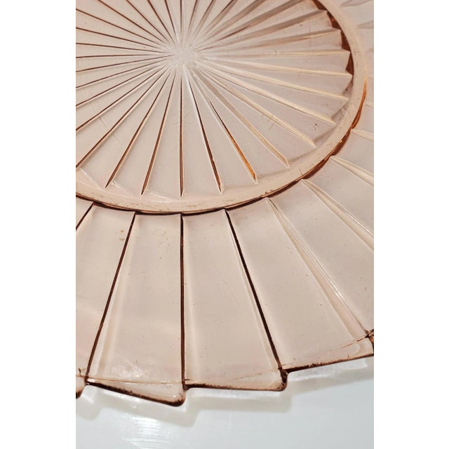 1930s Art Deco Jeanette Sierra Pink Glass Double Handled Tray For Sale - Image 5 of 6