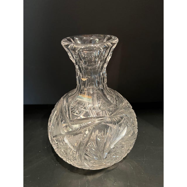 Transparent Vintage American Brilliant Period Hobstar Clear Glass Carafe/Decanter For Sale - Image 8 of 10