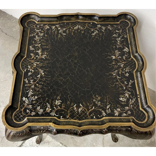 Late 20th Century Paint Decorated Chinoiserie Side Table With Shaped Gallery Top For Sale - Image 4 of 4