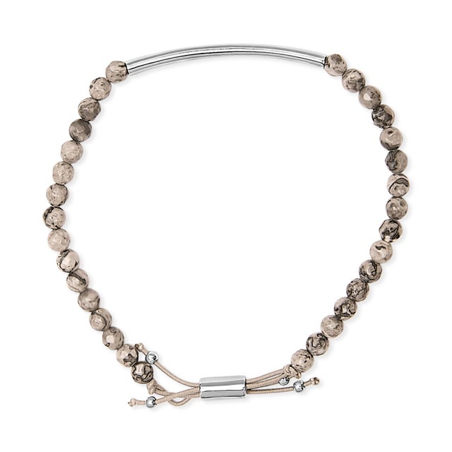 Haus of Brilliance Sterling Silver Jasper Bead Station Bracelet Bolo Clasp For Sale - Image 4 of 4