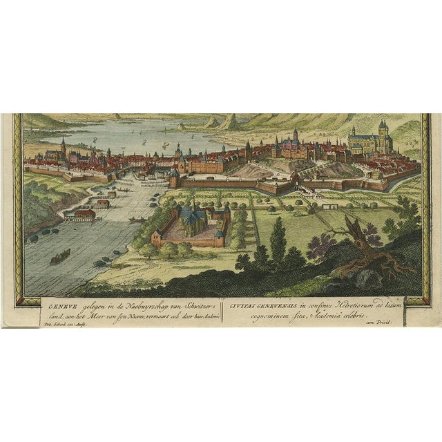 Pieter Schenk the Elder, Geneva, Switzerland, 1702, Hand-Coloured Print For Sale - Image 4 of 6