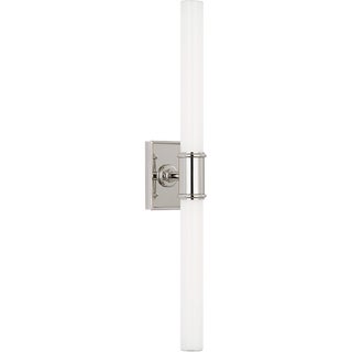 Chapman & Myers for Visual Comfort Signature Owen 22" Double Bath Light in Polished Nickel with White Glass For Sale