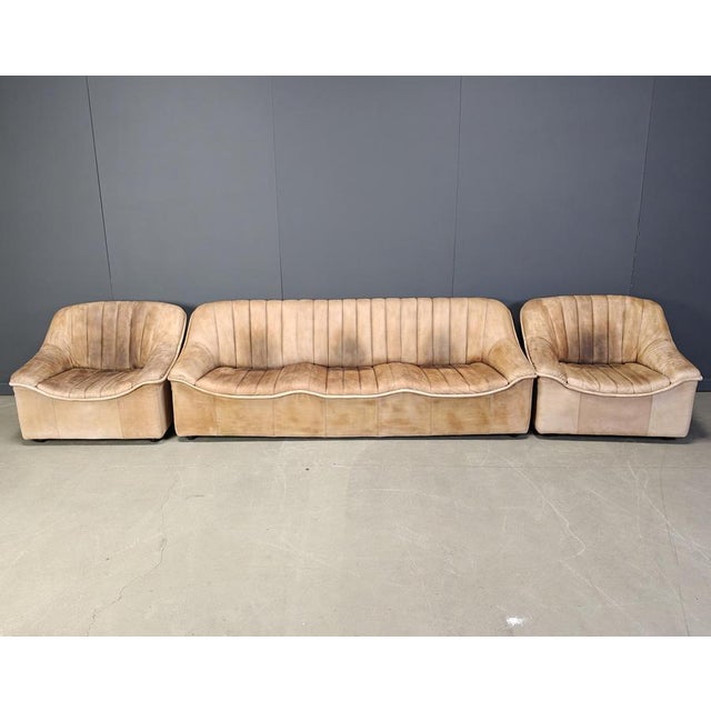 Vintage Leather Sofa Set, 1960s, Set of 3 For Sale - Image 13 of 17
