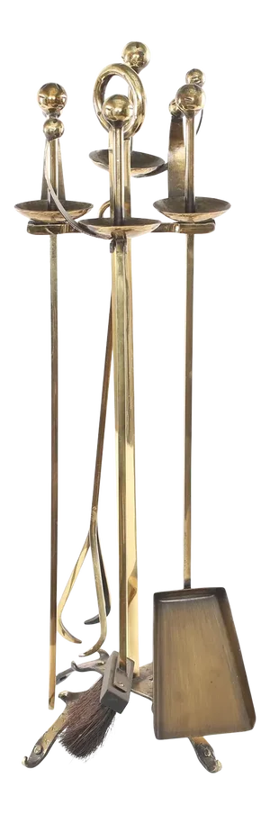 Mid 20th Century European Brass Fireplace Tool Accessories