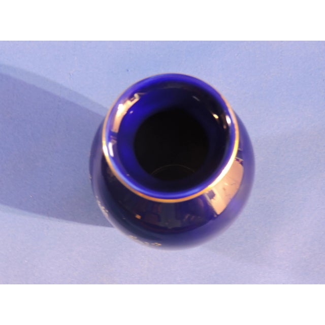 Ceramic Late 20th Century Satsuma Ware Cobalt Porcelain Rickshaw Painted Vase For Sale - Image 7 of 8