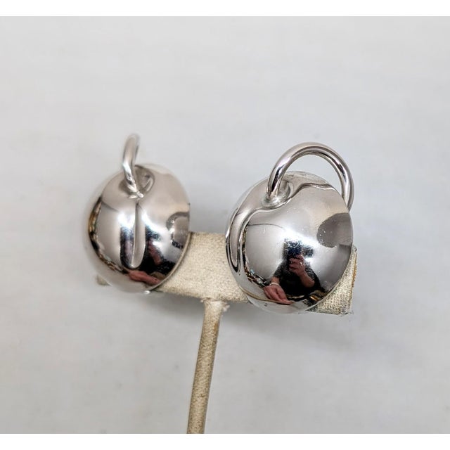 Mid-Century Modern Vintage Signed Napier Rhodium Plated Apple Clip Earrings-2 Pieces For Sale - Image 3 of 7