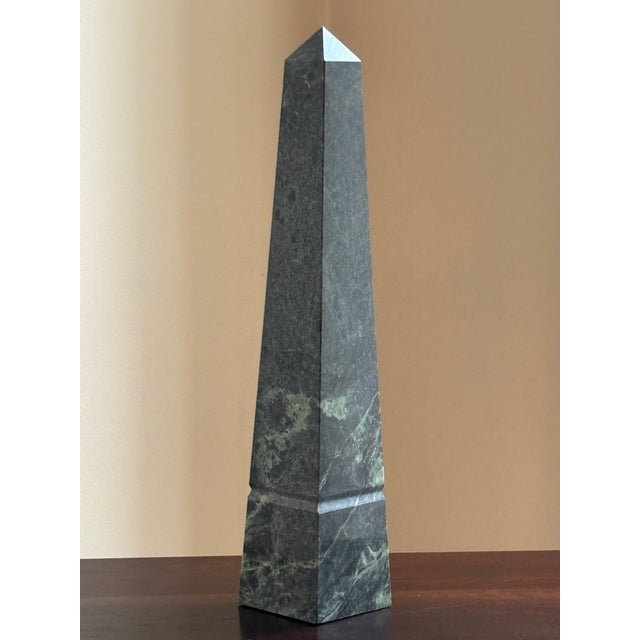 Mid 20th Century 16' Neoclassical Style Dark Green Marble Obelisk For Sale - Image 5 of 17