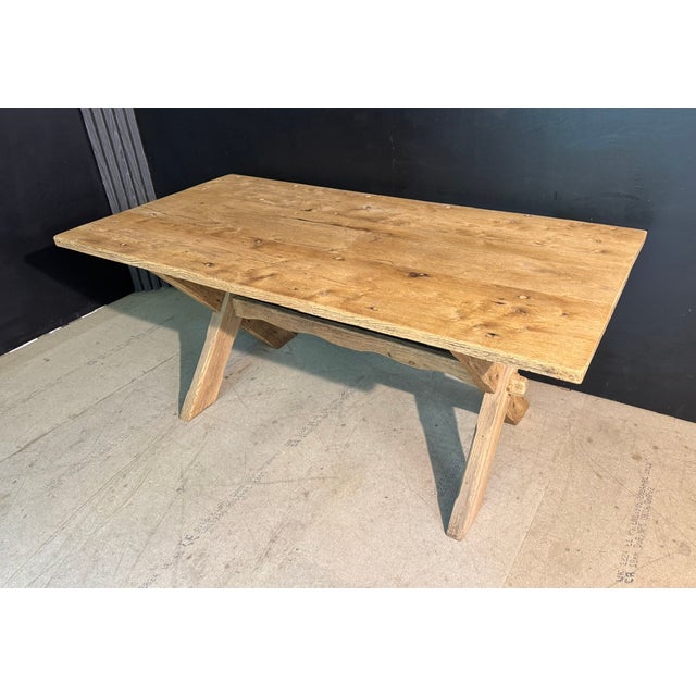 X Legs Farmhouse Dining Table in Oak, 1900s For Sale - Image 3 of 17