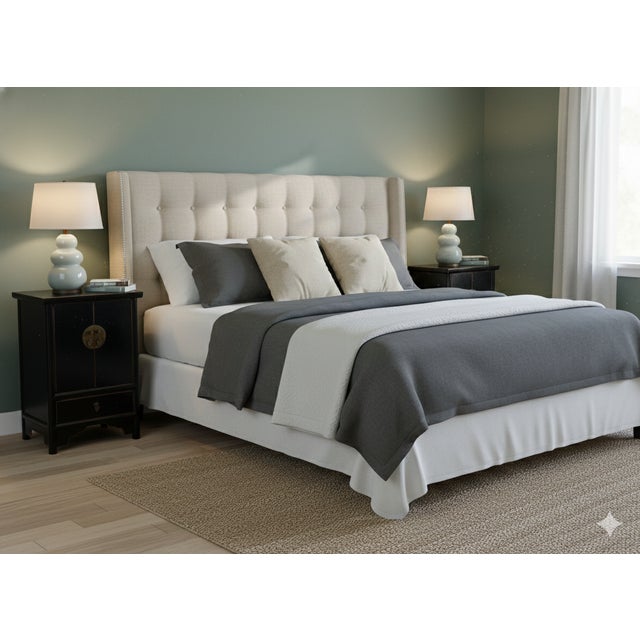 1990s Oriental Distressed Black Medallion Hardware End Table Nightstand For Sale - Image 5 of 10