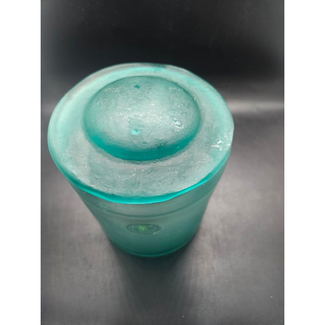 Recycled Green Glass Cannister, Vintage Recycled Emerald Green Glass