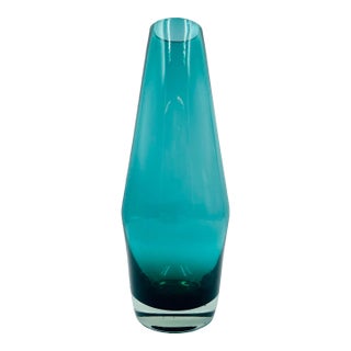 1960s Modern Teal Blown Glass Vase for Riihimaki Lasi Oy, Finland For Sale