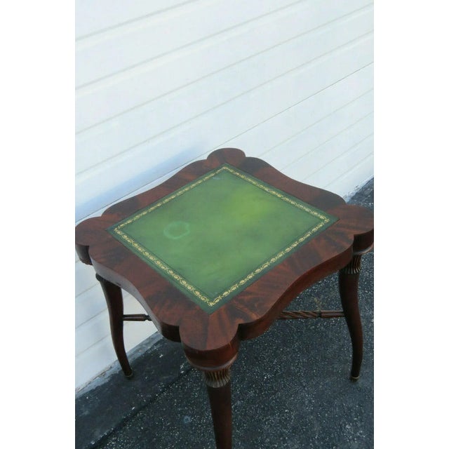 Green Flame Mahogany Leather Top Side End Table For Sale - Image 8 of 11