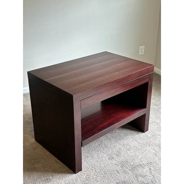 Baker Furniture Company Late 20th Century Barbara Barry for Baker Dark Mahogany Modern Side Table / Nightstand With Pull-Out Shelf For Sale - Image 4 of 10