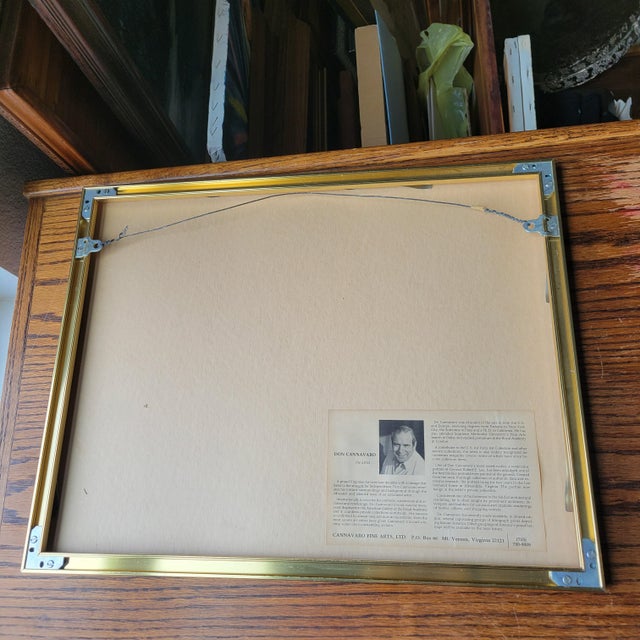 1980s VTG Don Cannavaro Framed and Signed Lithograph ' the White House & North Portico For Sale - Image 9 of 14