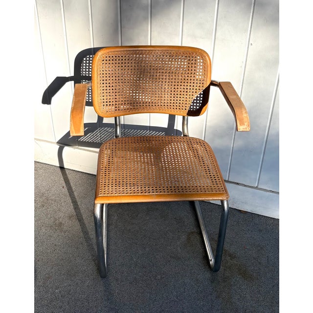 1960s Marcel Breuer Chrome/Caned Cesca Chair For Sale - Image 5 of 5