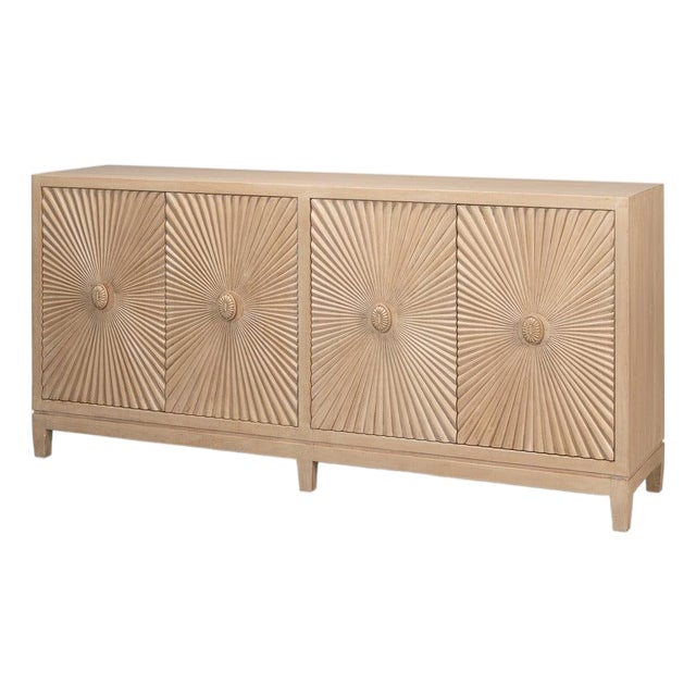 Carved Sunburst Sideboard, 76 Inches For Sale