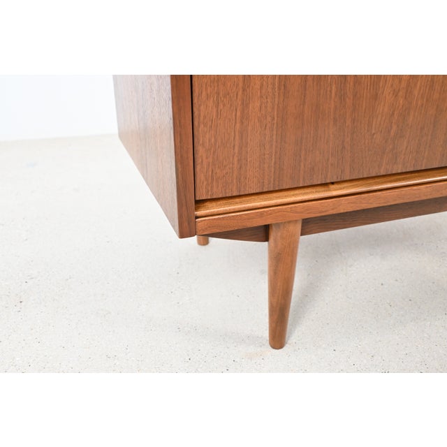 Stanley Furniture Walnut 5-Drawer Mid-Century Modern Highboy | Newly Refinished For Sale - Image 10 of 12