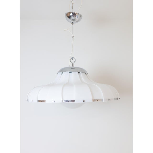 Large White Pendant Lamp by Guzzini for Meblo, 1970s, in Flawless conditions. Designed 1970 to 1979 This piece is...