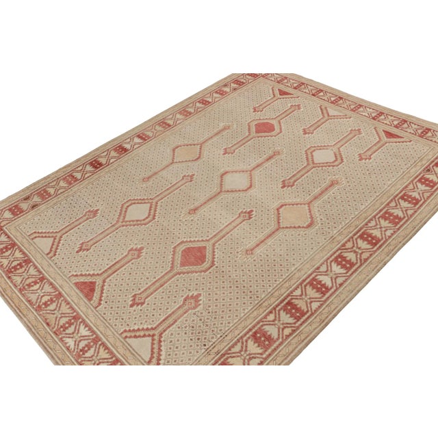 Rug & Kilim 1950s Vintage Persian Rug in Beige-Brown and Red Geometric Patterns From Rug & Kilim For Sale - Image 4 of 8