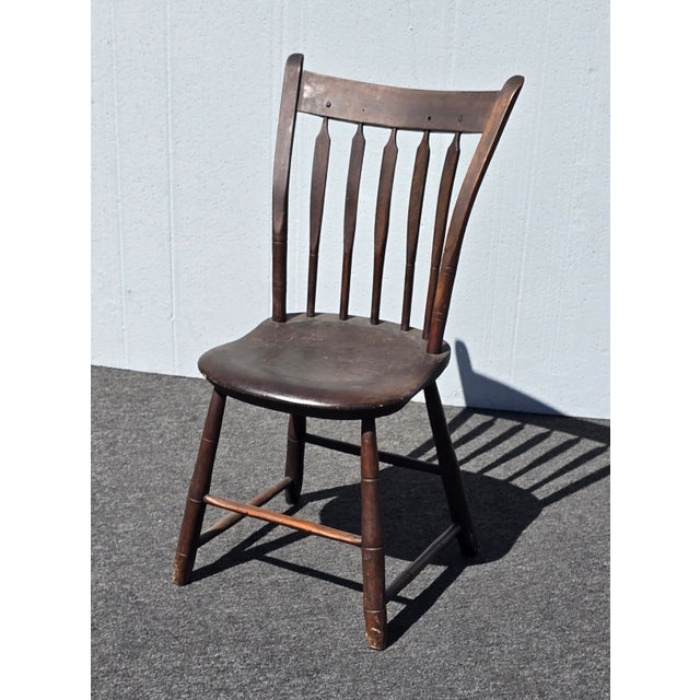 French Country Antique Arrow Back Windsor Brown Childs Side Chair ~ French Country 2of2 For Sale - Image 3 of 18