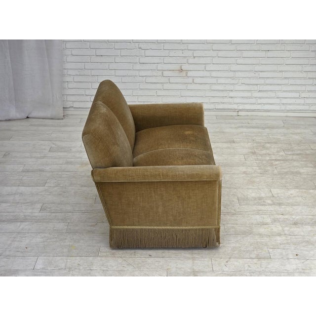 Danish 2-Seater Sofa in Green Furniture Velour, 1970s For Sale - Image 9 of 18