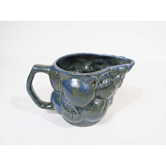 Blue Vintage Blue Glazed Ceramic Creamer and Leaf Dish Set For Sale - Image 8 of 11