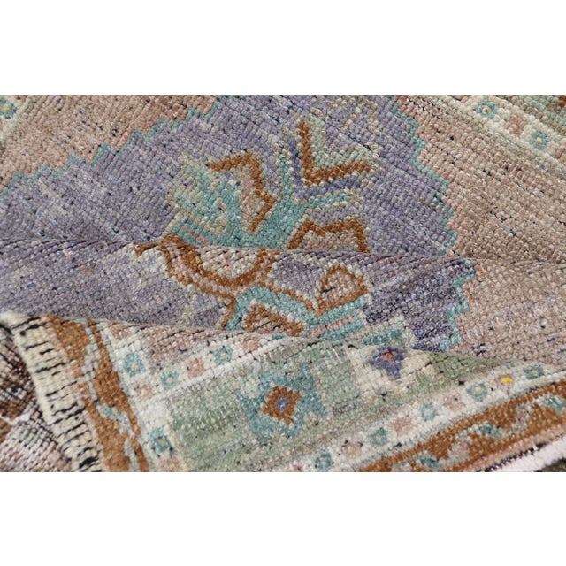 Amethyst Vintage Turkish Oushak Rug With All-Over Sub-Geometric Medallion Design For Sale - Image 8 of 8