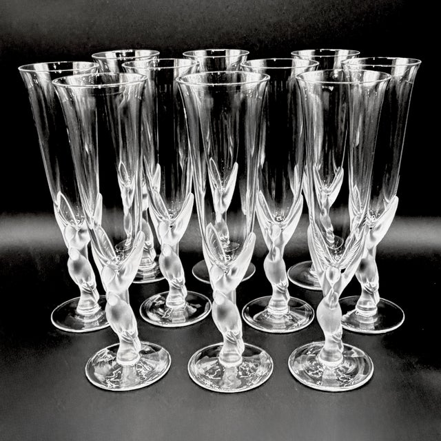 Snow Doves Crystal Champagne Flutes by Igor Carl Fabergé, France, 1982, Set of 12 For Sale - Image 17 of 18