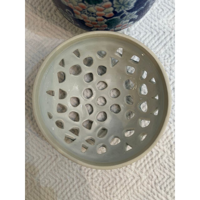 Vintage Porcelain Chinoiserie Flower Frog Vase For Sale In New Orleans - Image 6 of 7