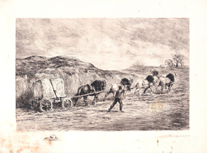 Frédéric Jacque, Horse Team, Etching, Late 19th Century