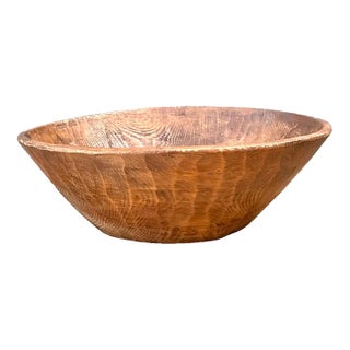 Vintage Monumental Rustic Carved Wood Bowl For Sale