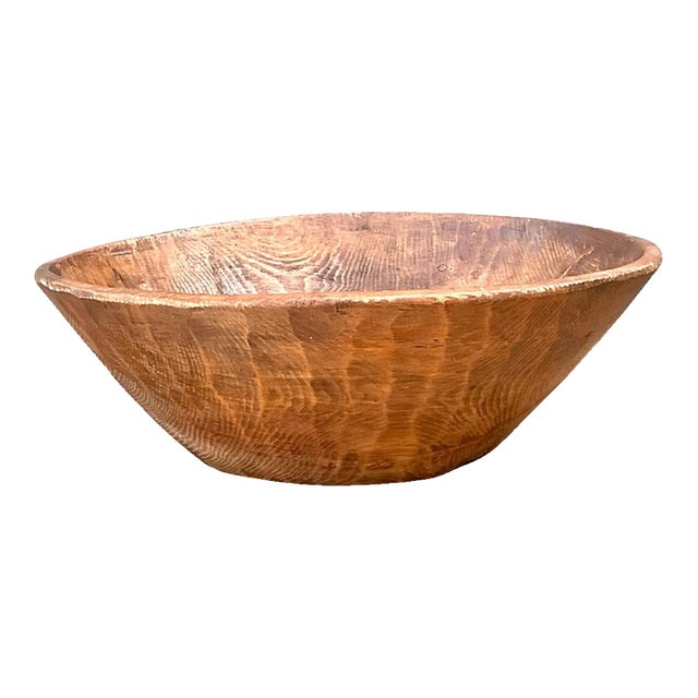 Vintage Monumental Rustic Carved Wood Bowl For Sale