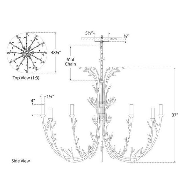 Transitional Julie Neill for Visual Comfort Signature Silva Grande Chandelier in Antique Gold Leaf For Sale - Image 3 of 3