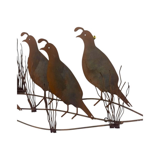 1980s Vintage C. Jeré Signed Metal Quail Covey Wall Sculpture 1980 For Sale - Image 5 of 11