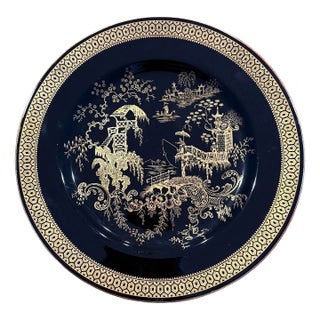 1950s Rare Spode Imperial Garden Black and Gold Willow Plate For Sale