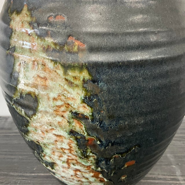 Unsigned Mid-Century Studio Pottery Vase With Drip Glaze For Sale In West Palm - Image 6 of 8