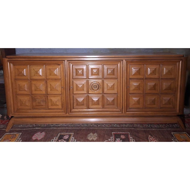 Large Brutalist French Sideboard with Carved Panels, 1940s For Sale - Image 16 of 16