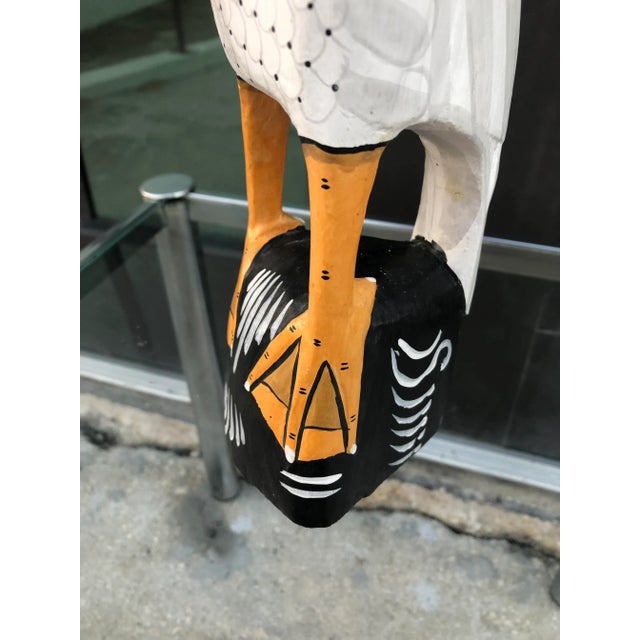 Wood Vintage Thai Hand Carved and Painted Wooden Bird Figurine For Sale - Image 7 of 13