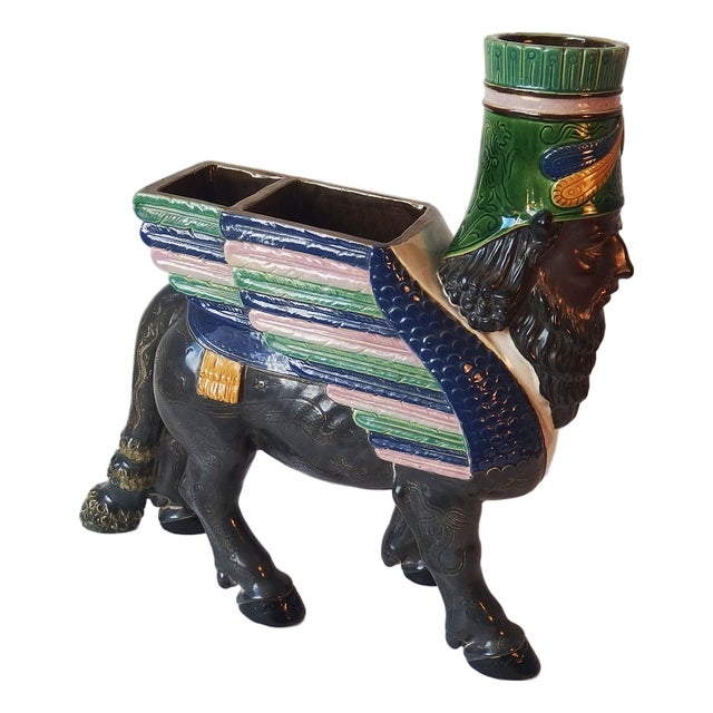 Lamassu Ceramic Vase by Gerbing and Stephan For Sale