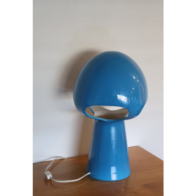 Blue Space Age Ceramic Mushroom Lamp, 1970s For Sale - Image 8 of 16