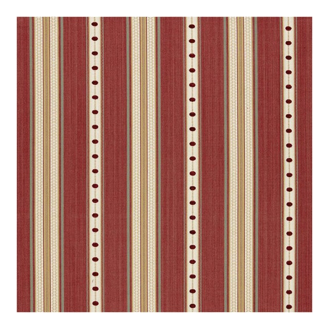 Sample - Schumacher Francesca Stripe Fabric in Rouge For Sale