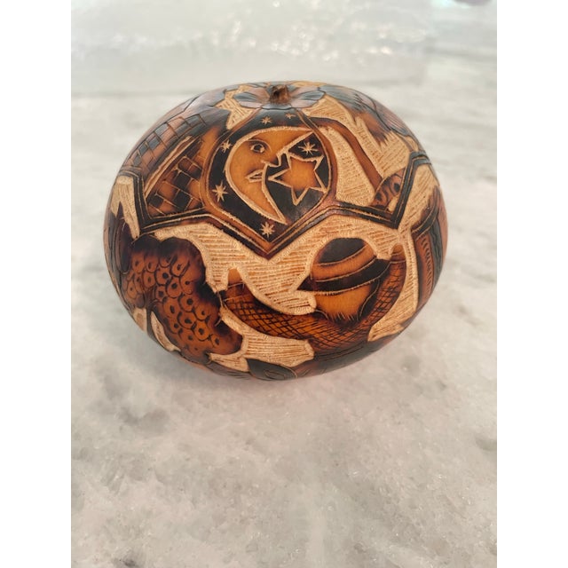 Peruvian Mates Burilados Folk Art Gourd For Sale - Image 4 of 8