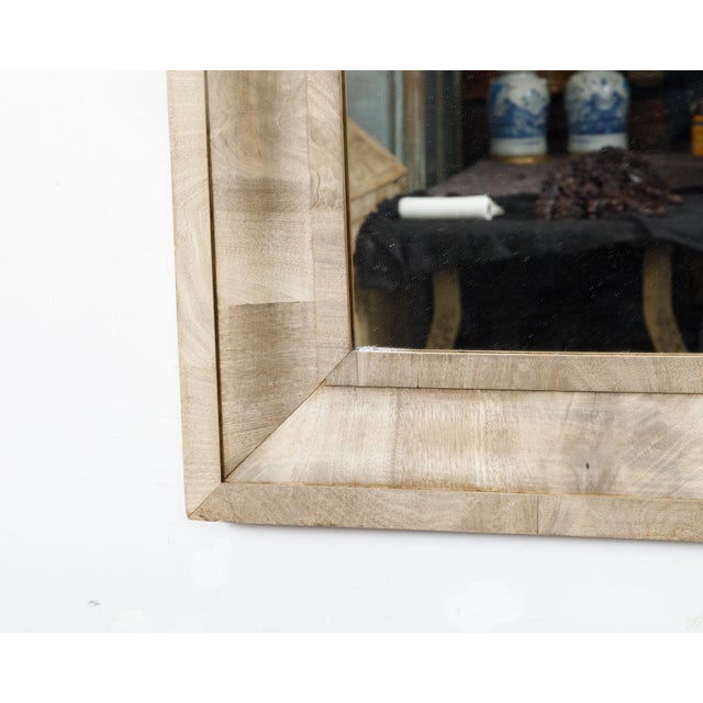 Wood Midcentury French Bleached Walnut Mirror with Beveled Frame For Sale - Image 7 of 9