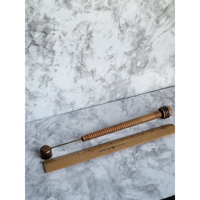 Vintage Copper and Wood Candle Snuffer For Sale - Image 9 of 10
