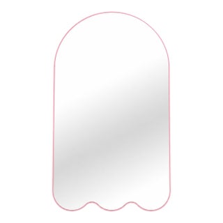 Pink Archvyli A3 Minimalist Large Arched Wall Mirror With Wavy Base For Sale