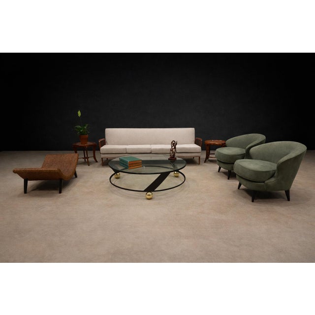 Brazilian Modern Round Coffee Table in Plated & Painted Metal With Glass Top, Brazil, 1960s For Sale - Image 11 of 13