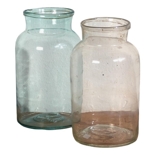 Glass Jars, 1920s, Set of 2 For Sale